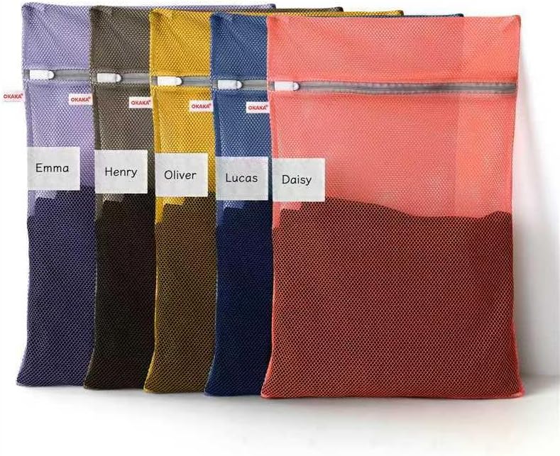 OKAKA 5-Pack Mesh Bags with ID Labels (14×20″)