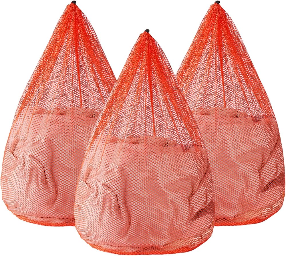 OKAKA 3-Pack XXL Mesh Laundry Bags (Orange)