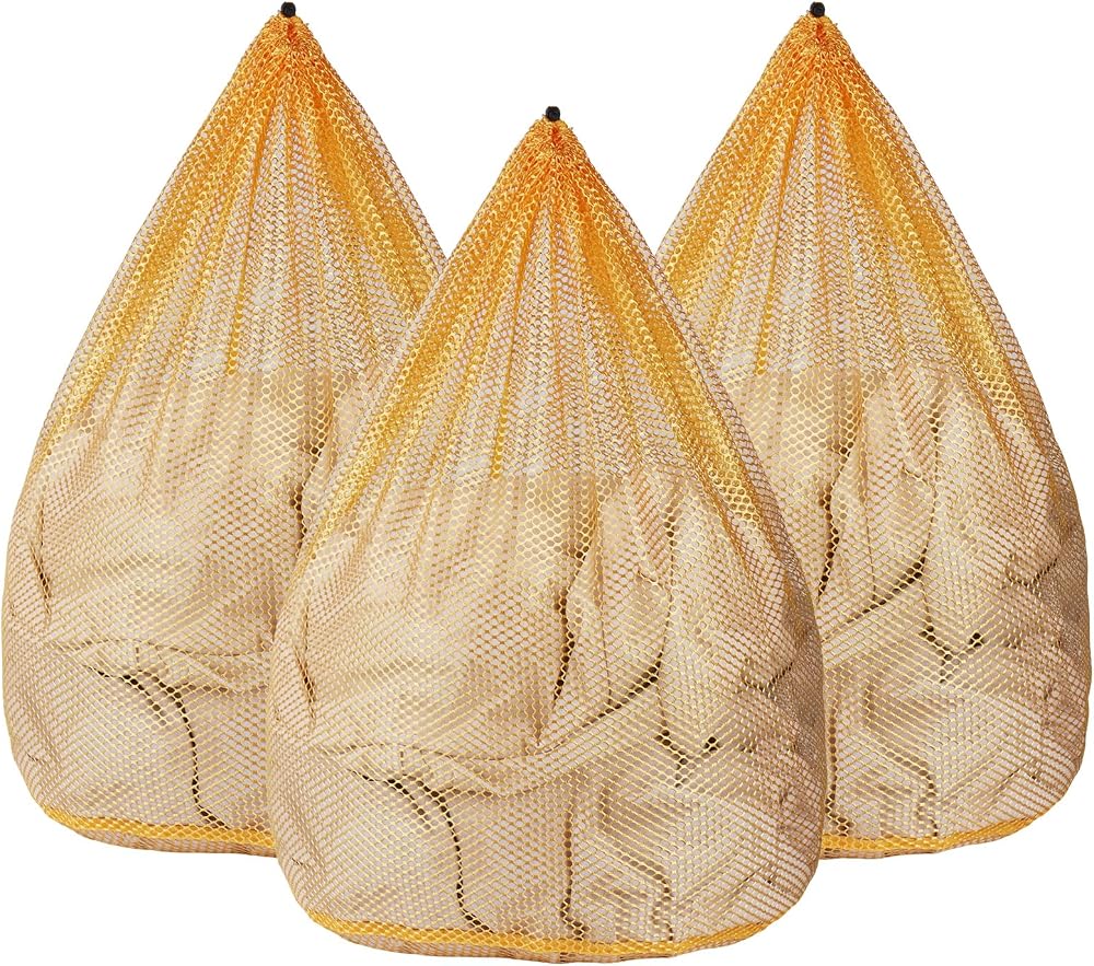 OKAKA 3-Pack XXL Mesh Laundry Bags (Yellow)