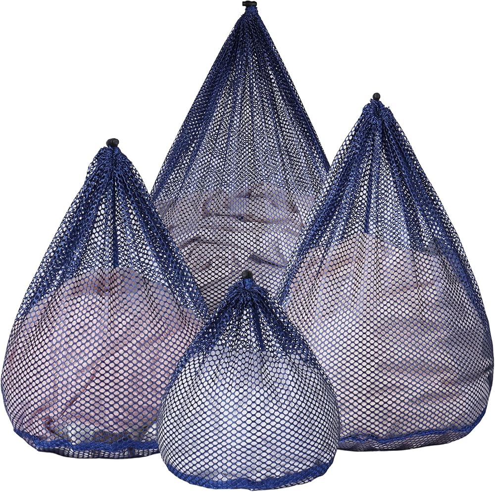 OKAKA 4-Piece Mesh Laundry Bag Set (Blue)